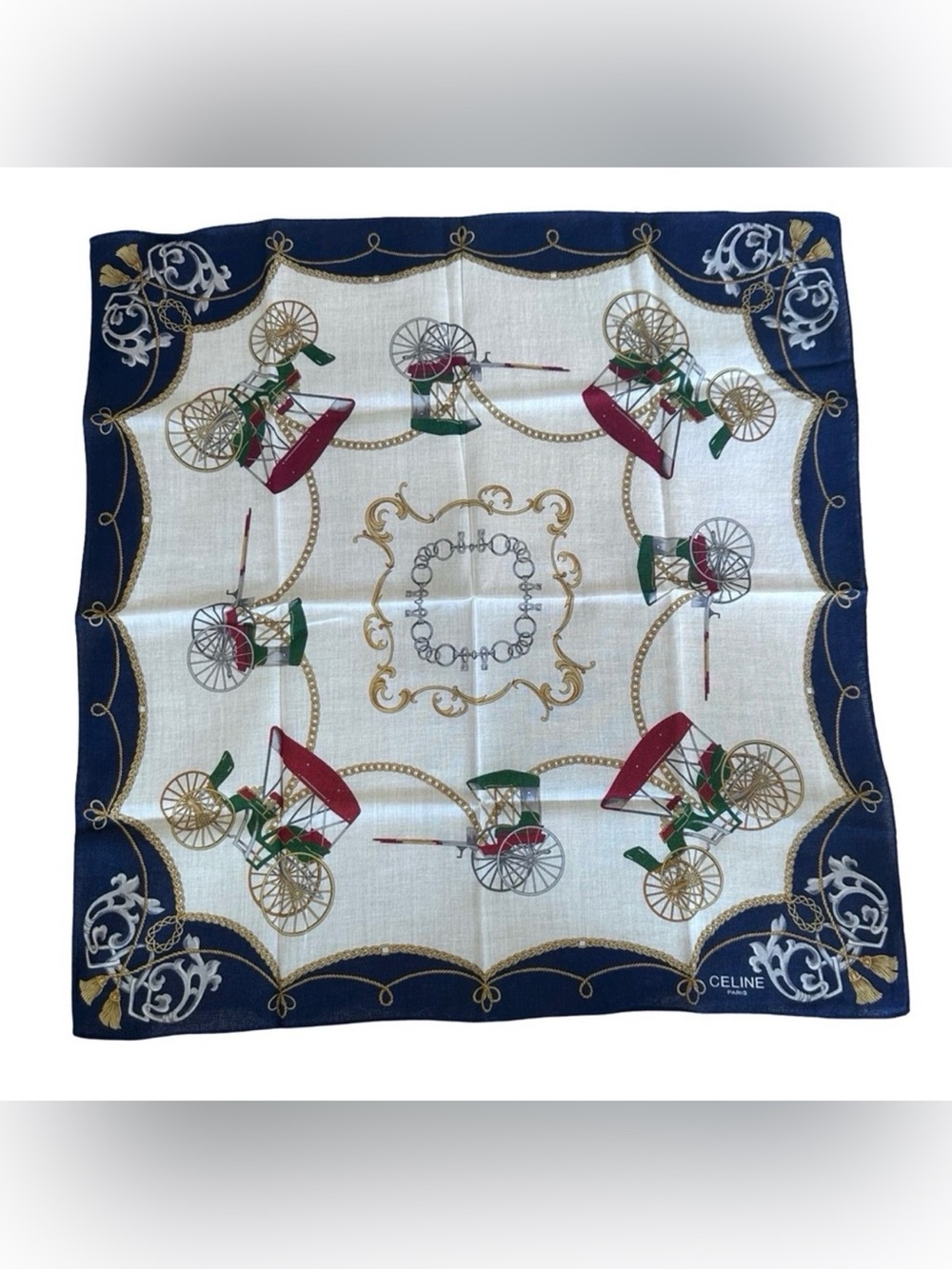 Celine White and Gold Decorative Scarf